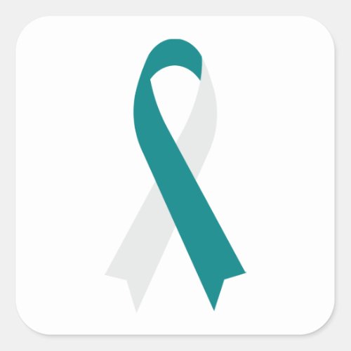 Teal  White Awareness Ribbon by Janz White Square Sticker
