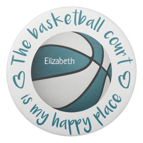 teal white basketball court my happy place eraser