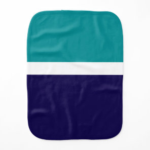 Teal White Blue Plain Color Block Design  Baby Burp Cloth