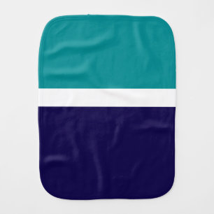 Teal White Blue Plain Color Block Design Baby Burp Cloth