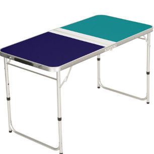 Teal White Blue Plain Color Block Design Beer Pong Table