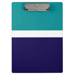 Teal White Blue Plain Color Block Design Clipboard