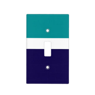 Teal White Blue Plain Color Block Design Light Switch Cover