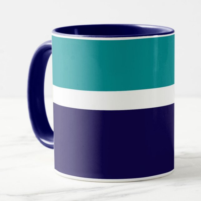 Teal White Blue Plain Color Block Design  Mug (Creator Uploaded)
