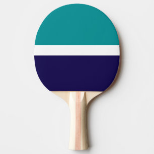 Teal White Blue Plain Color Block Design Ping Pong Paddle