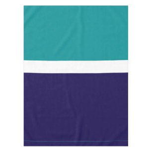 Teal White Blue Plain Color Block Design Tablecloth