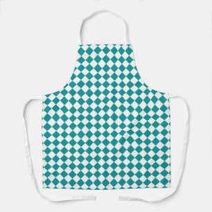 Teal White Checker Diamond Pattern Apron
