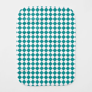Teal White Checker Diamond Pattern Baby Burp Cloth