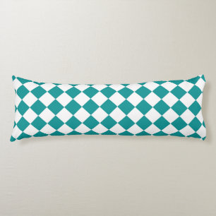 Teal White Checker Diamond Pattern Body Pillow