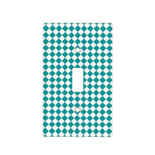 Teal White Checker Diamond Pattern Light Switch Cover