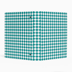 Teal White Checker Diamond Pattern Mini Binder