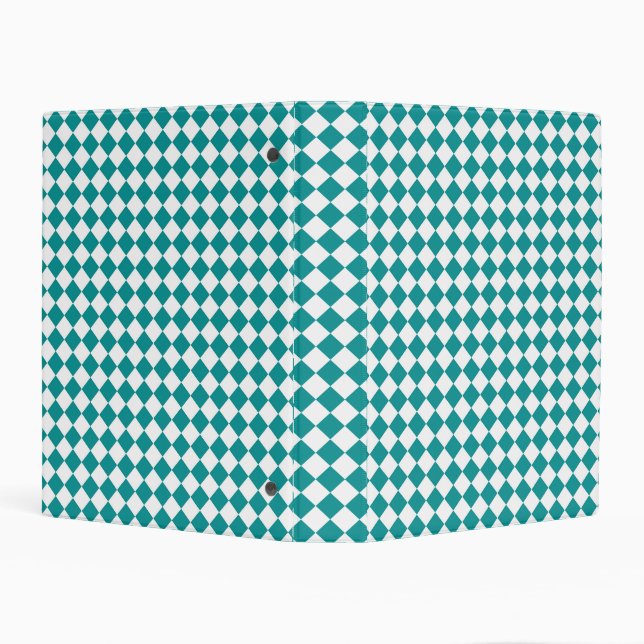 Teal White Checker Diamond Pattern Mini Binder (Background)