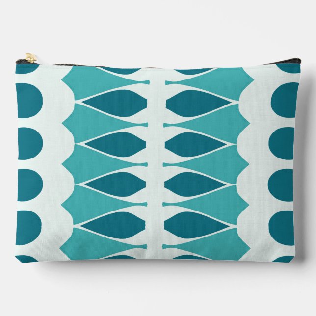 Teal & white classic trendy makeup accessory pouch (Front)
