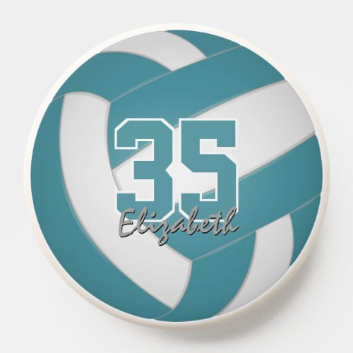 teal white club team colors spirit volleyball PopSocket