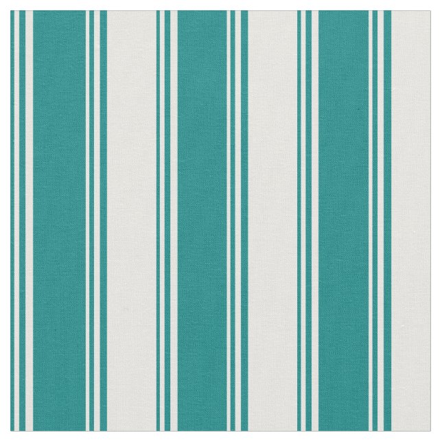 Teal & White Colored Lines Fabric (Close Up)