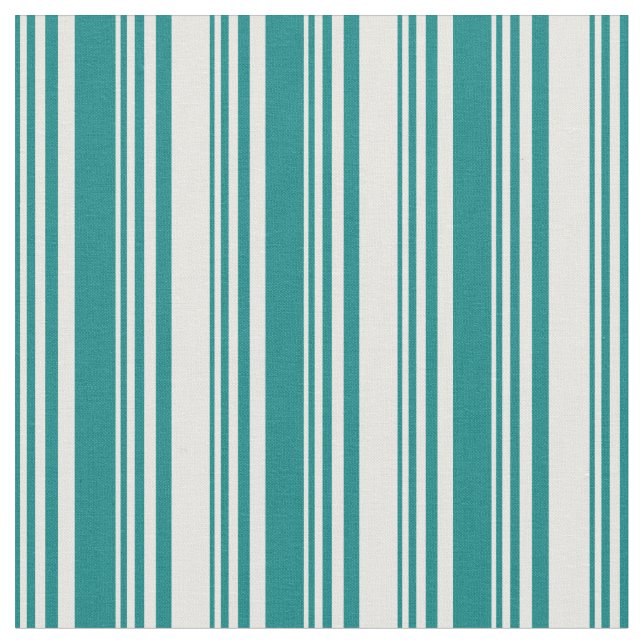 Teal & White Colored Stripes Fabric (Close Up)