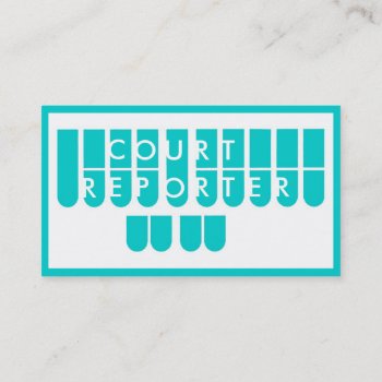 Teal White Court Reporter Custom Business Cards by ProfessionalOffice at Zazzle