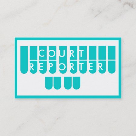 Teal White Court Reporter Custom Business Cards