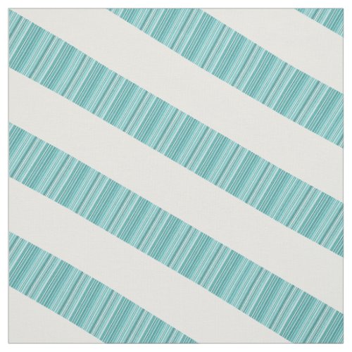 Teal White Diagonal Modern Stripes Fabric