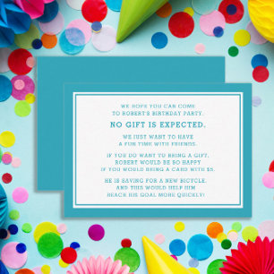 Teal White Fiver 5 Dollar Birthday Party Enclosure Card