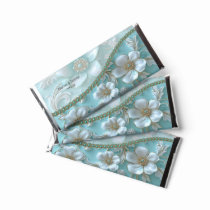 Teal White Floral Hershey Bar Favors
