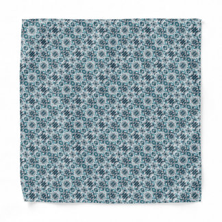 Teal & White Floral Pattern Bandana
