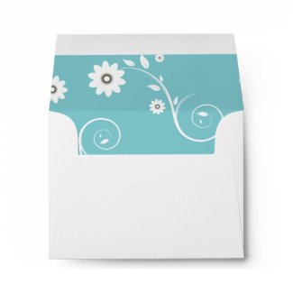 Teal White Floral Wedding Envelope envelope