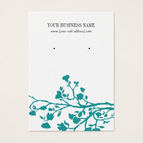 Teal White Flowers Custom Earring Card