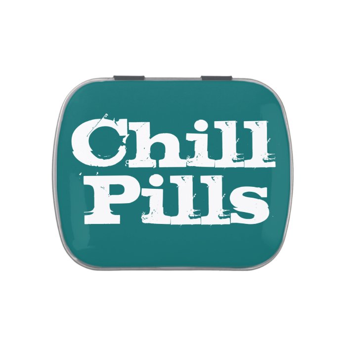 Teal/White Funny Chill Pills Container Candy Tin