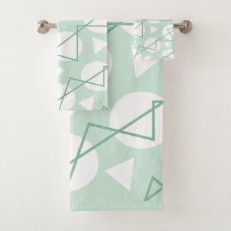 Teal White Geometric Chevron Stripes Pattern