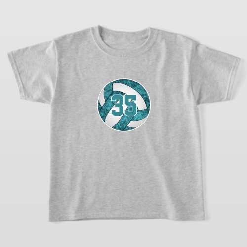 Teal white girls volleyball team colors custom T_Shirt