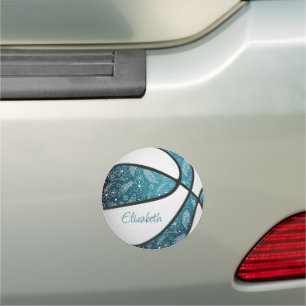 teal white girly boho doodles pattern basketball r car magnet