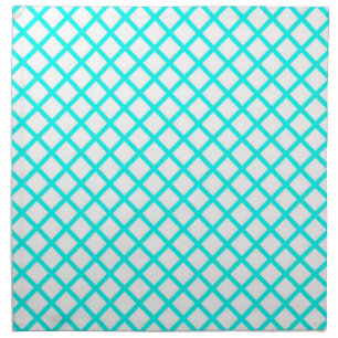 Teal White Harlequin Diamond Stripes Pattern Cloth Napkin