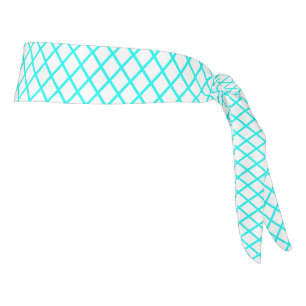 Teal White Harlequin Diamond Stripes Pattern Tie Headband
