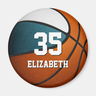 teal white kids basketball sports team colors magnet