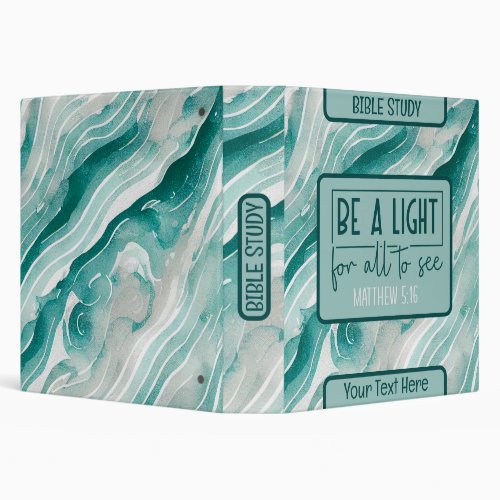 Teal White Marble Swirl Abstract Bible Study 3 Ring Binder