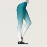 Teal White Ombre Leggings<br><div class="desc">A simple ombre pattern,  gradient color fade from teal to white.</div>