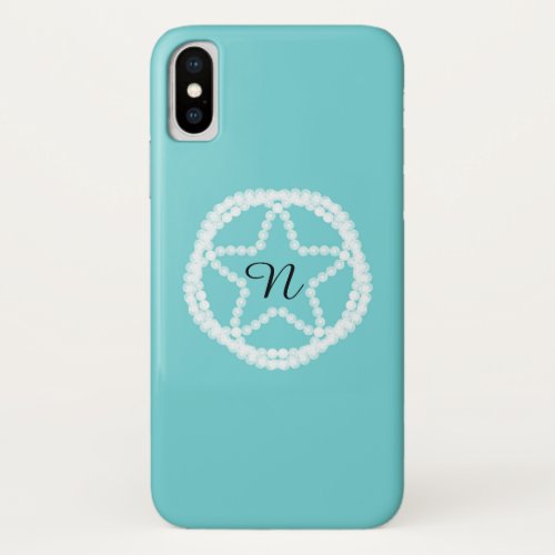 Teal White Pearl Star Elegant Classy Minimal iPhone X Case