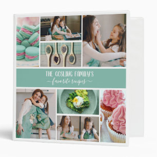 Teal White Photo Collage Family Recipes 3 Ring Binder