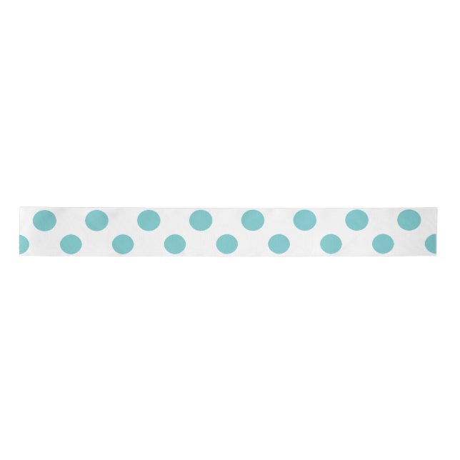 Teal White Polka Dots Pattern Satin Ribbon (Front)