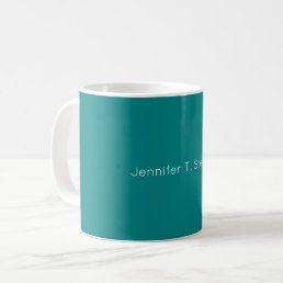 Teal &amp; White Professional Elegant Simple Coffee Mug