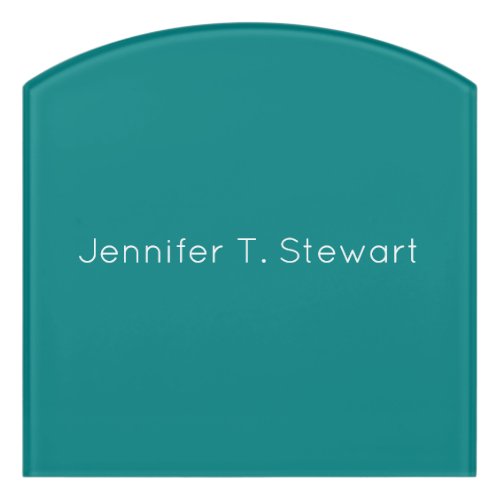 Teal  White Professional Elegant Simple Door Sign