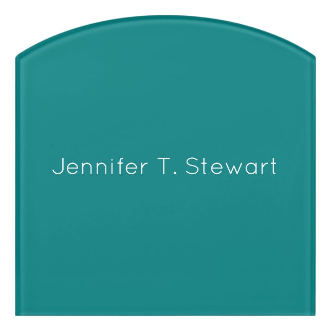 Teal & White Professional Elegant Simple Door Sign (Contour Front)