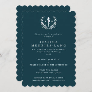 Teal/White Registered Nurse Asclepius Graduation Invitation
