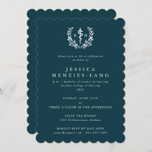 Teal/White Registered Nurse Asclepius Graduation Invitation