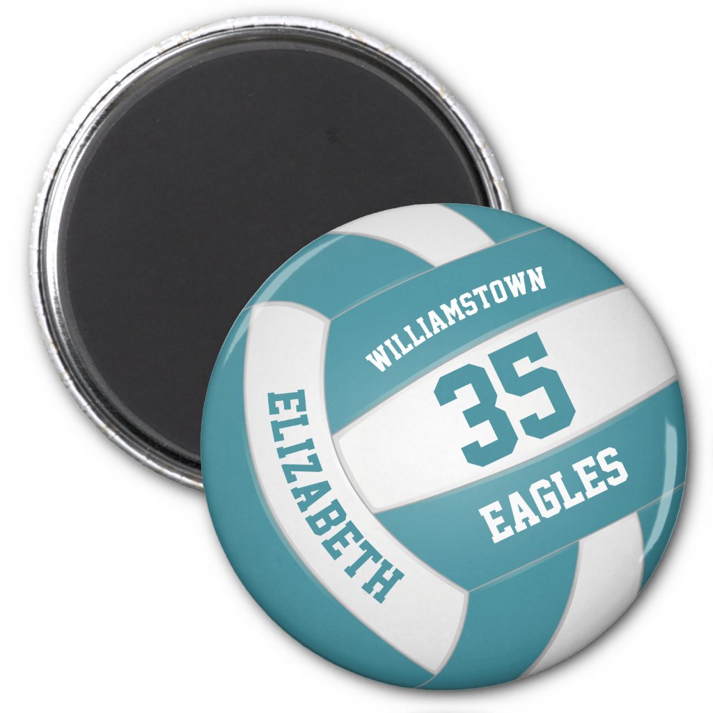teal white school colors team name volleyball magnet