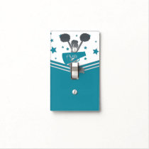 Teal White Silver Stars Cheer Cheer-leading Girls Light Switch Cover