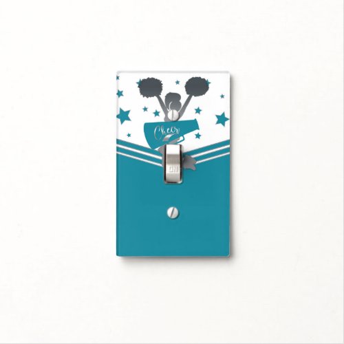 Teal White Silver Stars Cheer Cheer_leading Girls Light Switch Cover