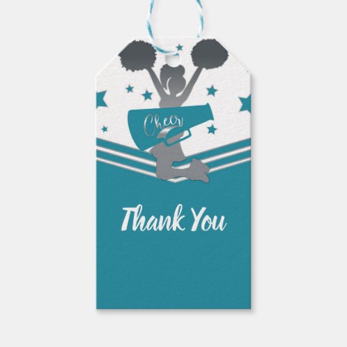 Teal White Silver Stars Cheer Cheer_leading Party Gift Tags