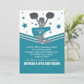 Teal White Silver Stars Cheer Cheer-leading Party Invitation (Standing Front)